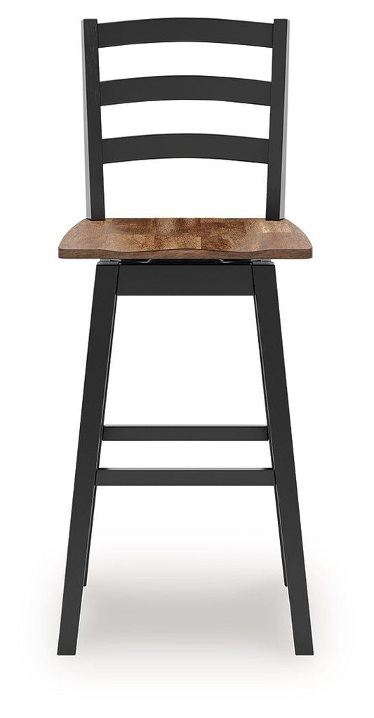 Wildenauer - Tall Swivel Barstool (Set of 2) - Brown / Black