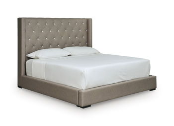 Branzton - King Upholstered Storage Footboard/Rails - Taupe