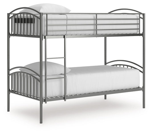 Hilletran - Twin/Twin Bunk Bed With Ladder - Gray