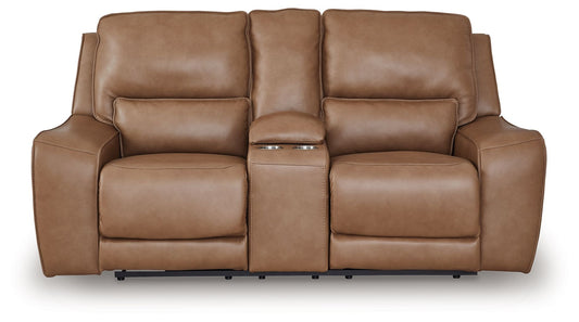 Silverbrooke - Power Reclining Loveseat / Console / Adjustable Headrest - Caramel