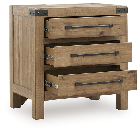 Ridgester - Three Drawer Night Stand - Light Brown
