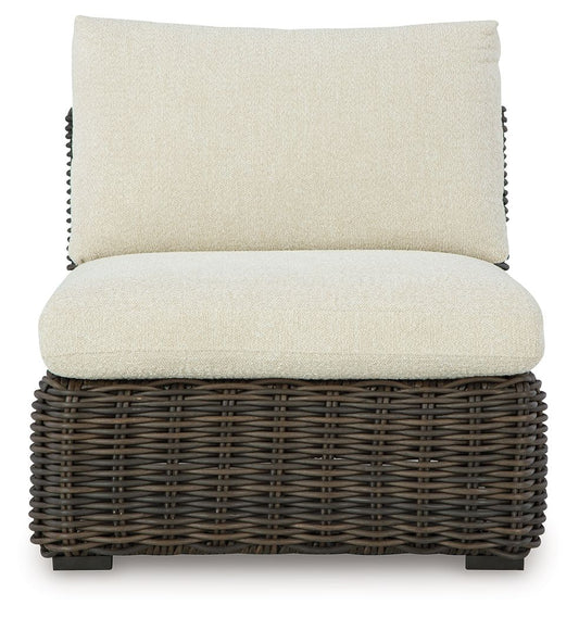 Kimora - Armless Chair With Cushion - Beige / Dark Brown
