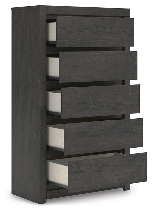Parlayon - Five Drawer Chest - Charcoal