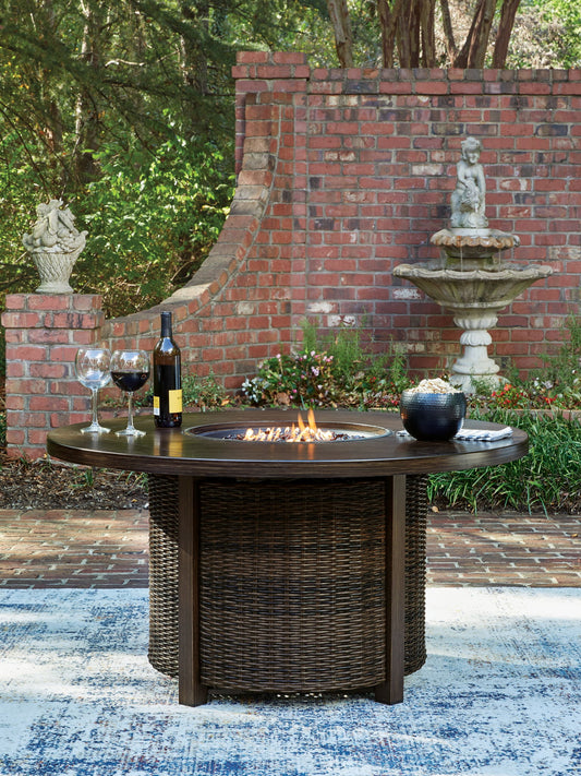 Drakes Beach - Round Fire Pit Table - Dark Brown
