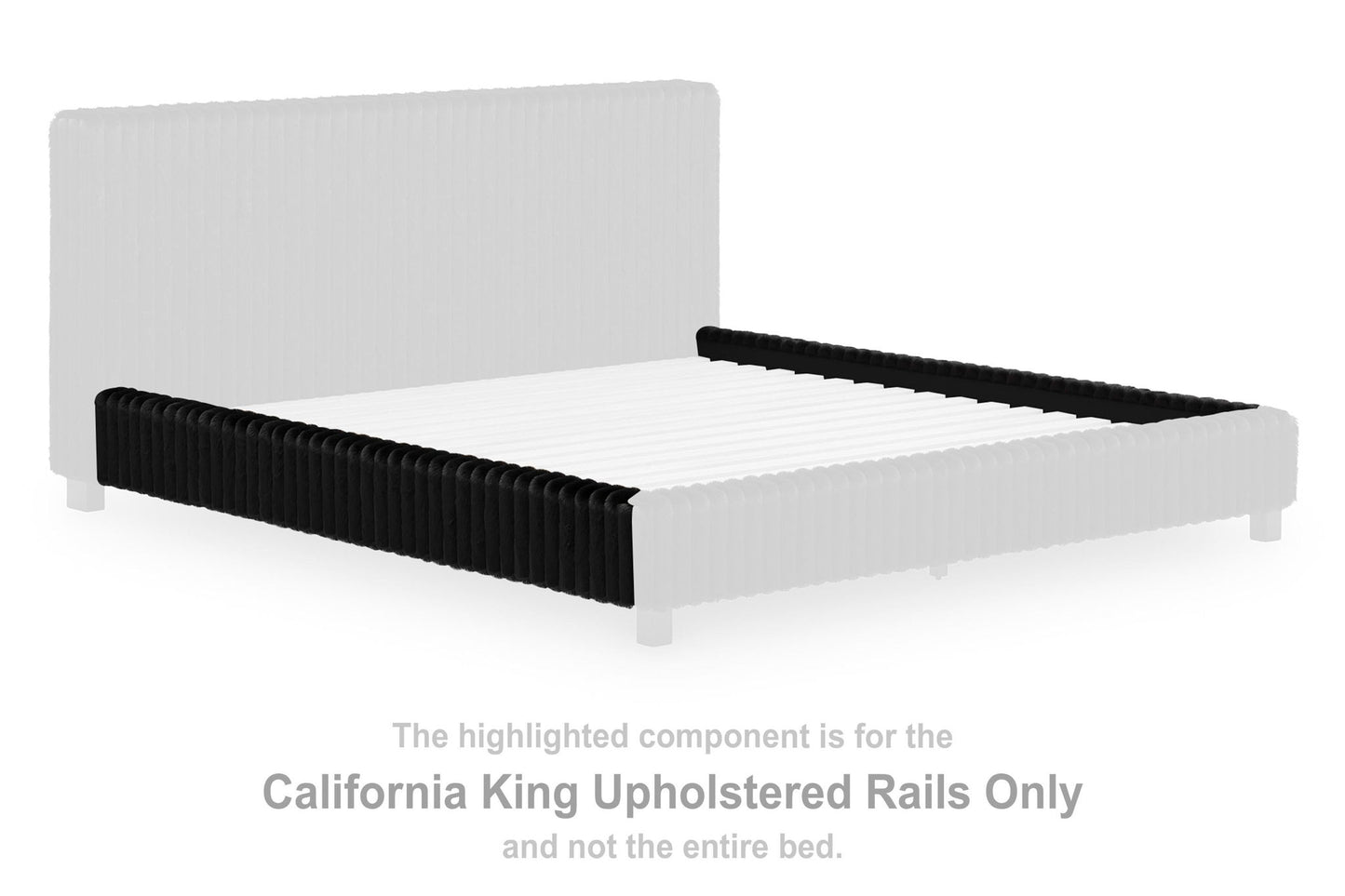 Birmonton - California King Upholstered Rails - Black