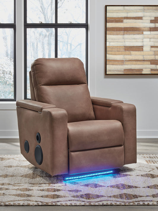 Flinlock - Glider Power Recliner With Audio System - Caramel