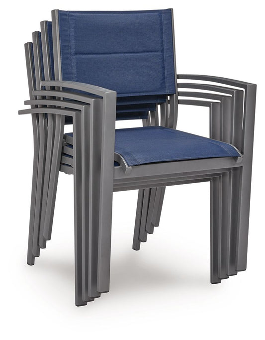 Point Bonita - Sling Arm Chair (Set of 4) - Blue / Gray