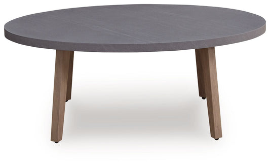 Francis Beach - Oval Cocktail Table - Natural / Gray