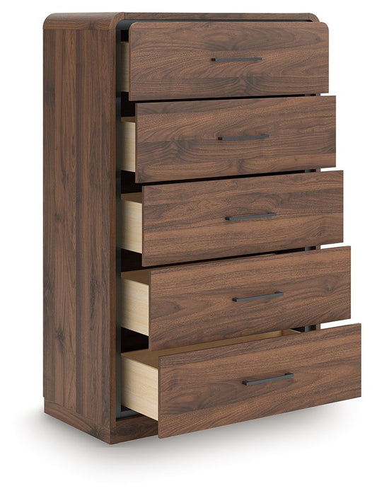 Hollinaze - Five Drawer Chest - Walnut Brown