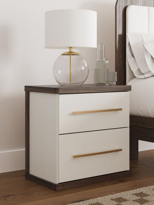 Mazilar - Two Drawer Night Stand - Brown / White