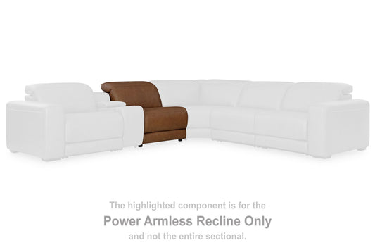 Rally-Up - Power Armless Recliner With Adj Headrest - Caramel
