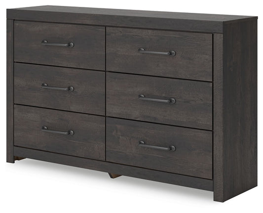 Delmorta - Six Drawer Dresser - Dark Gray