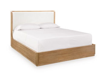 Cladian - Queen Upholstered Headboard/Footboard/Slats - Light Brown
