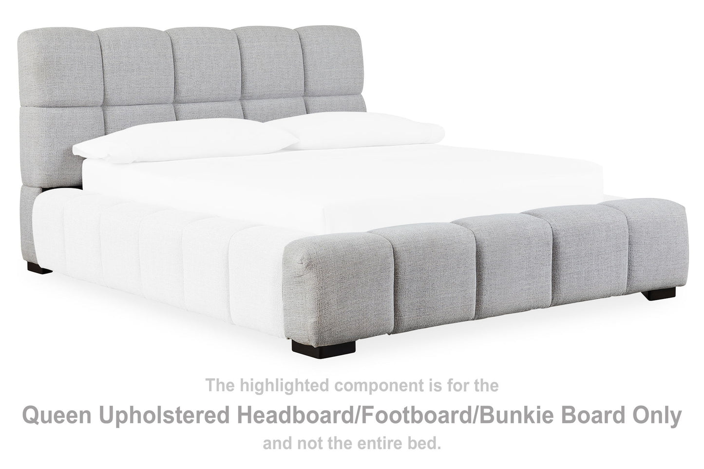 Jesstean - Queen Upholstered Headboard / Footboard / Bunkie Board - Light Gray