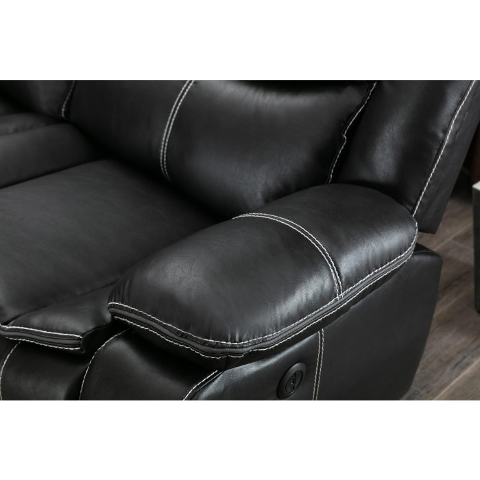 BLACK Faux Leather Modular Sectional Sofa w/ Power & USB