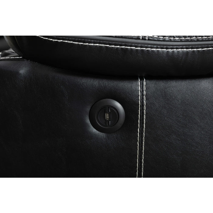 BLACK Faux Leather Modular Sectional Sofa w/ Power & USB