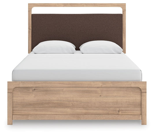 Hollymount - Queen Upholstered Panel Bed - Tan