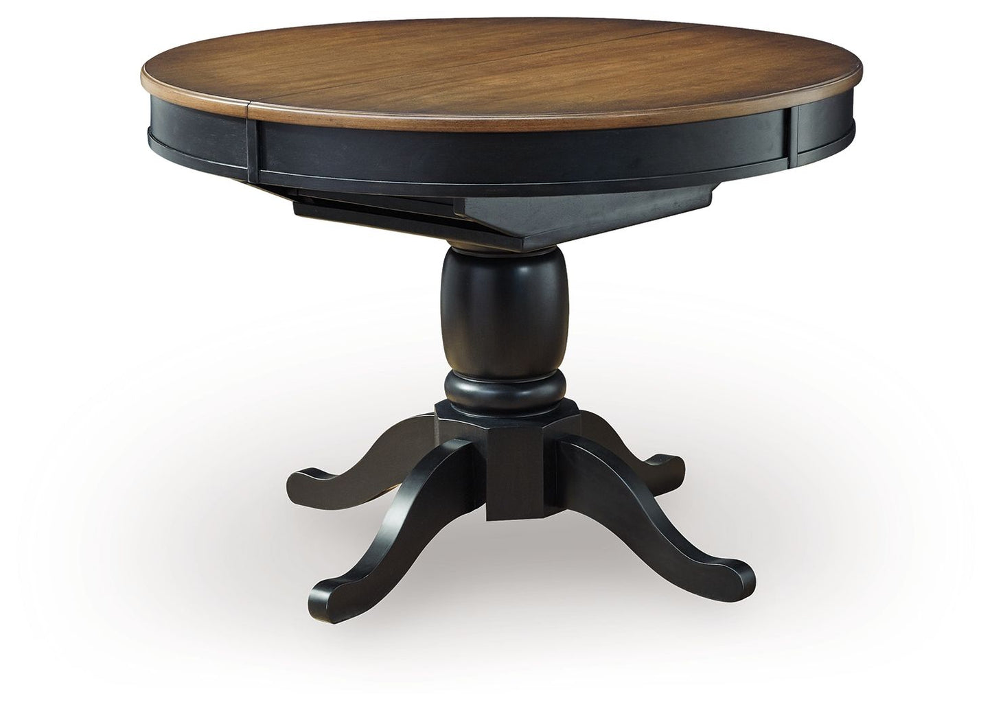 Loganeer - Oval Dining Room Butterfly Extension Table - Black / Brown