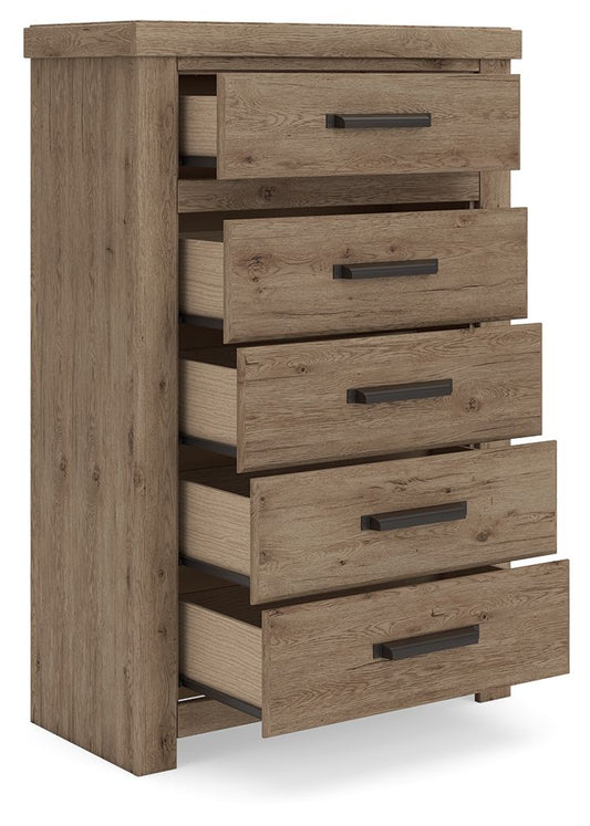 Garistyn - Five Drawer Chest - Light Brown