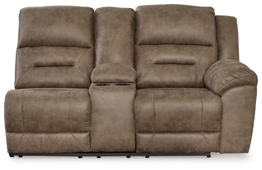 Ravenel - Raf Dbl Reclining Power Loveseat With Console - Faux Leather - Fossil