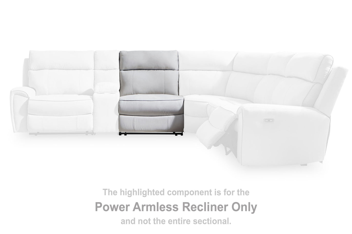 Grafton Pike - Power Armless Recliner With Adjustable Headrest - Pearl / Ash