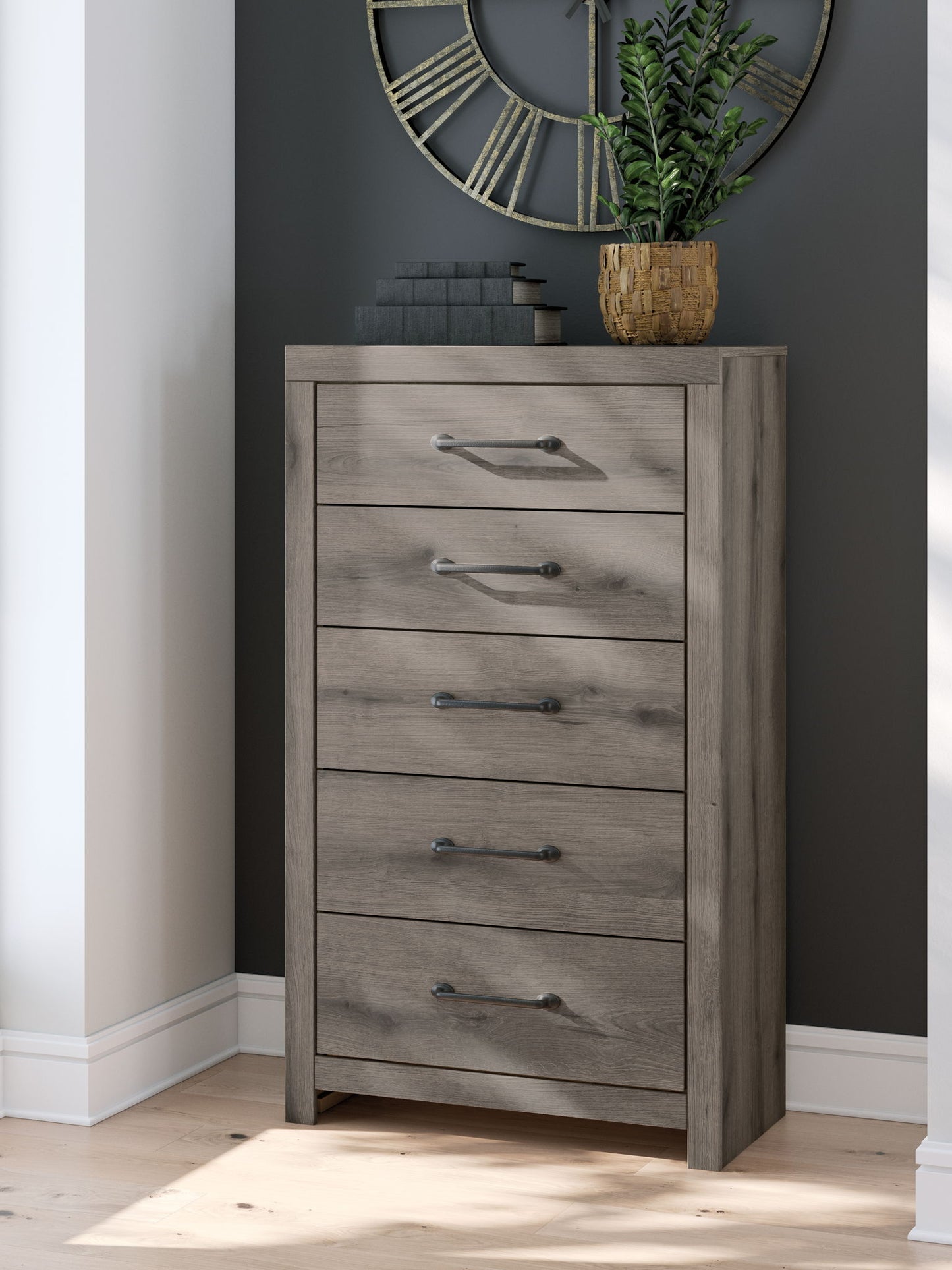 Urbanoore - Five Drawer Chest - Brown Gray
