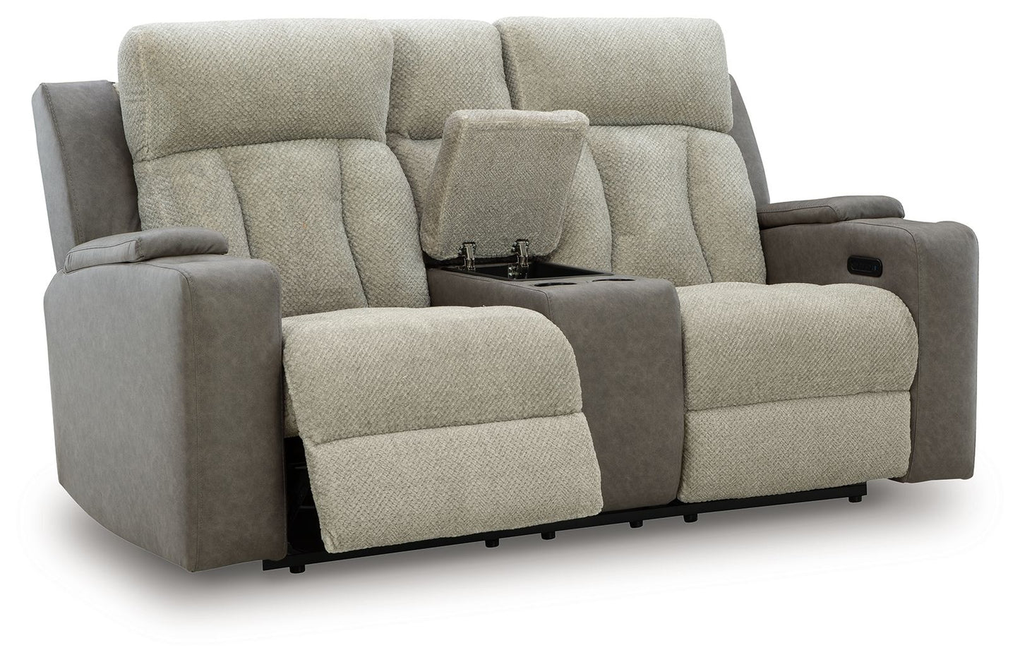Stately Check - Power Reclining Loveseat With Console / Adj Headrest - Sisal