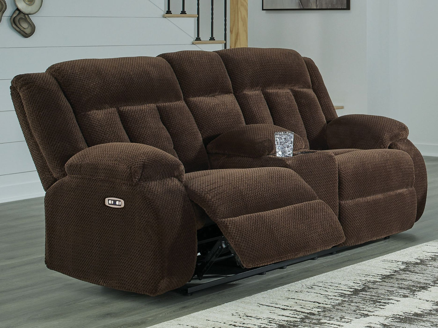 Greely Bend - Double Relcining Power Loveseat With Console