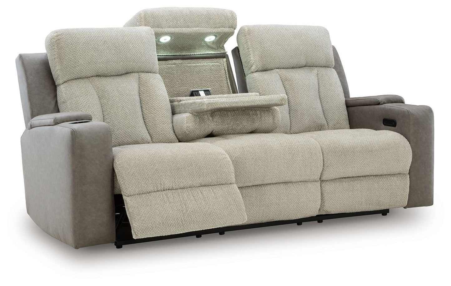 Stately Check - Power Reclining Sofa With Adj Headrest - Sisal