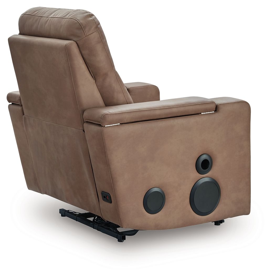 Flinlock - Glider Power Recliner With Audio System - Caramel