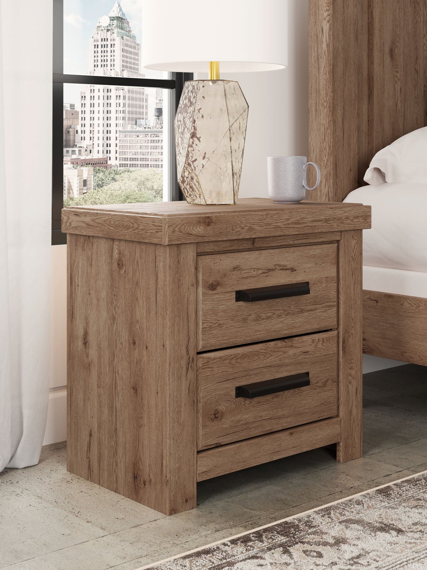 Garistyn - Two Drawer Night Stand - Light Brown
