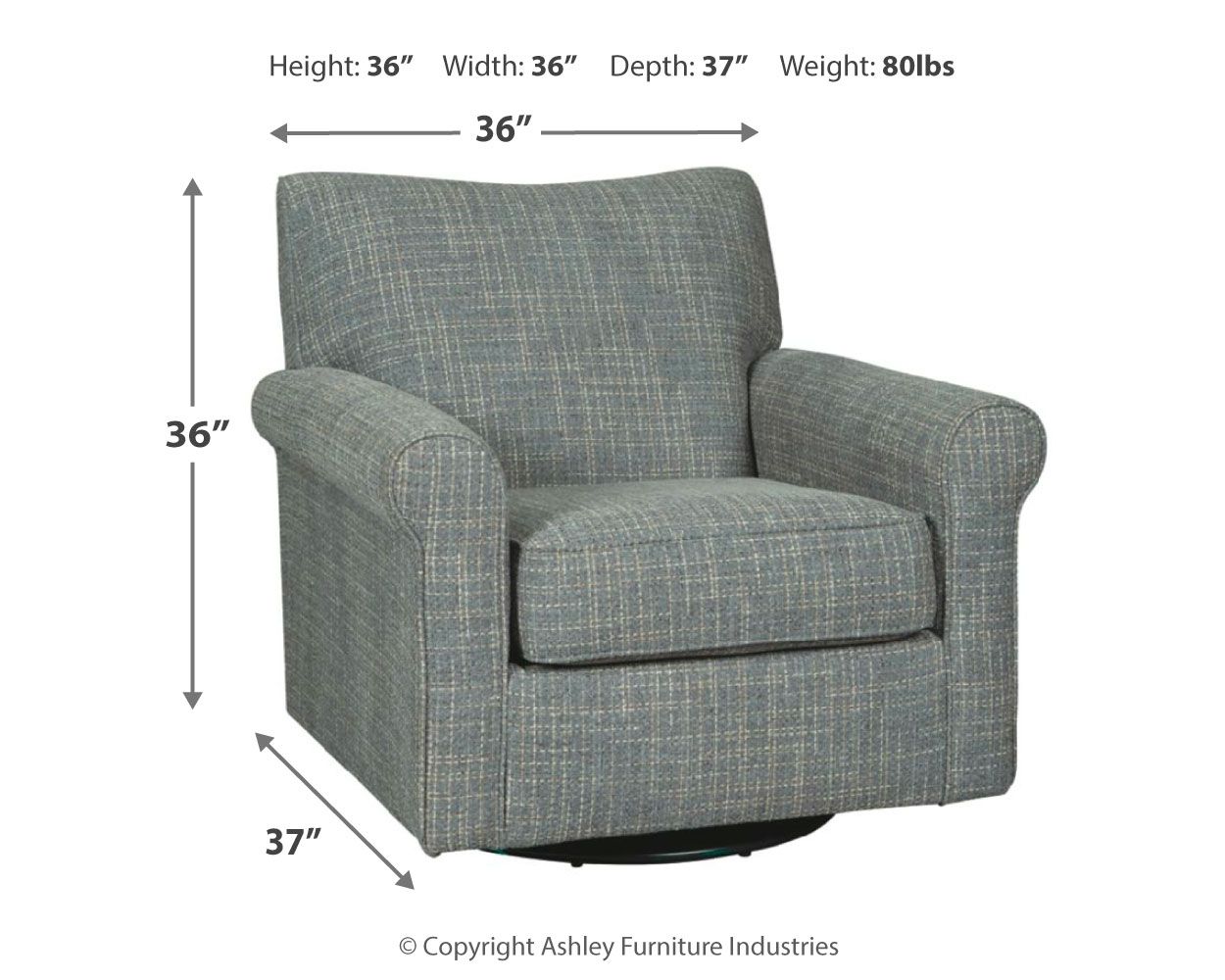 Renley - Swivel Glider Accent Chair - Ash