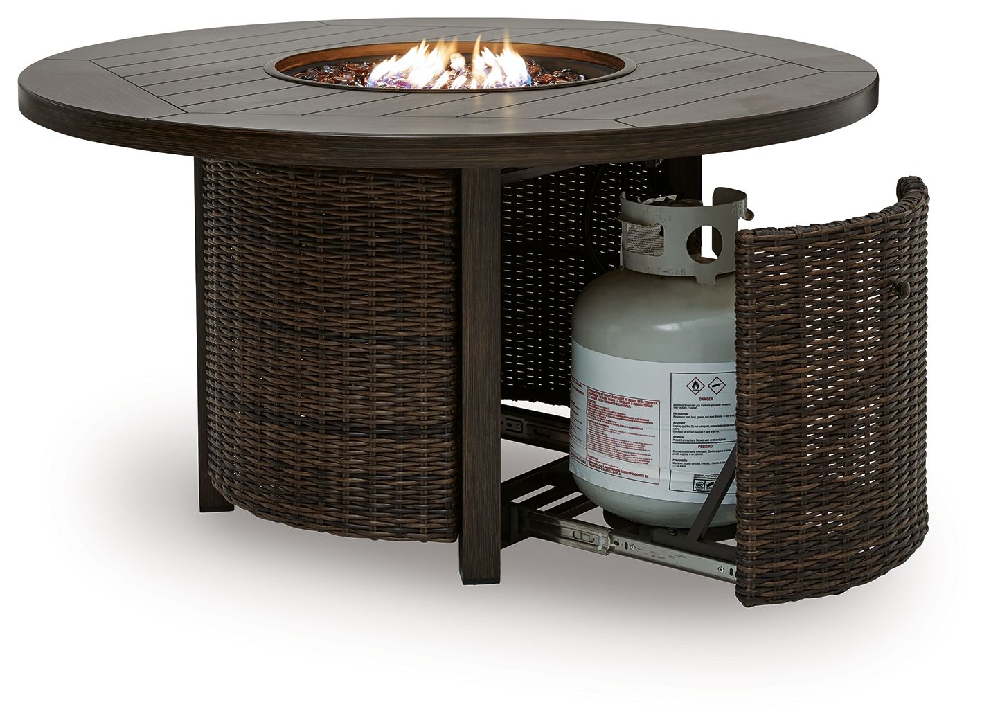 Drakes Beach - Round Fire Pit Table - Dark Brown