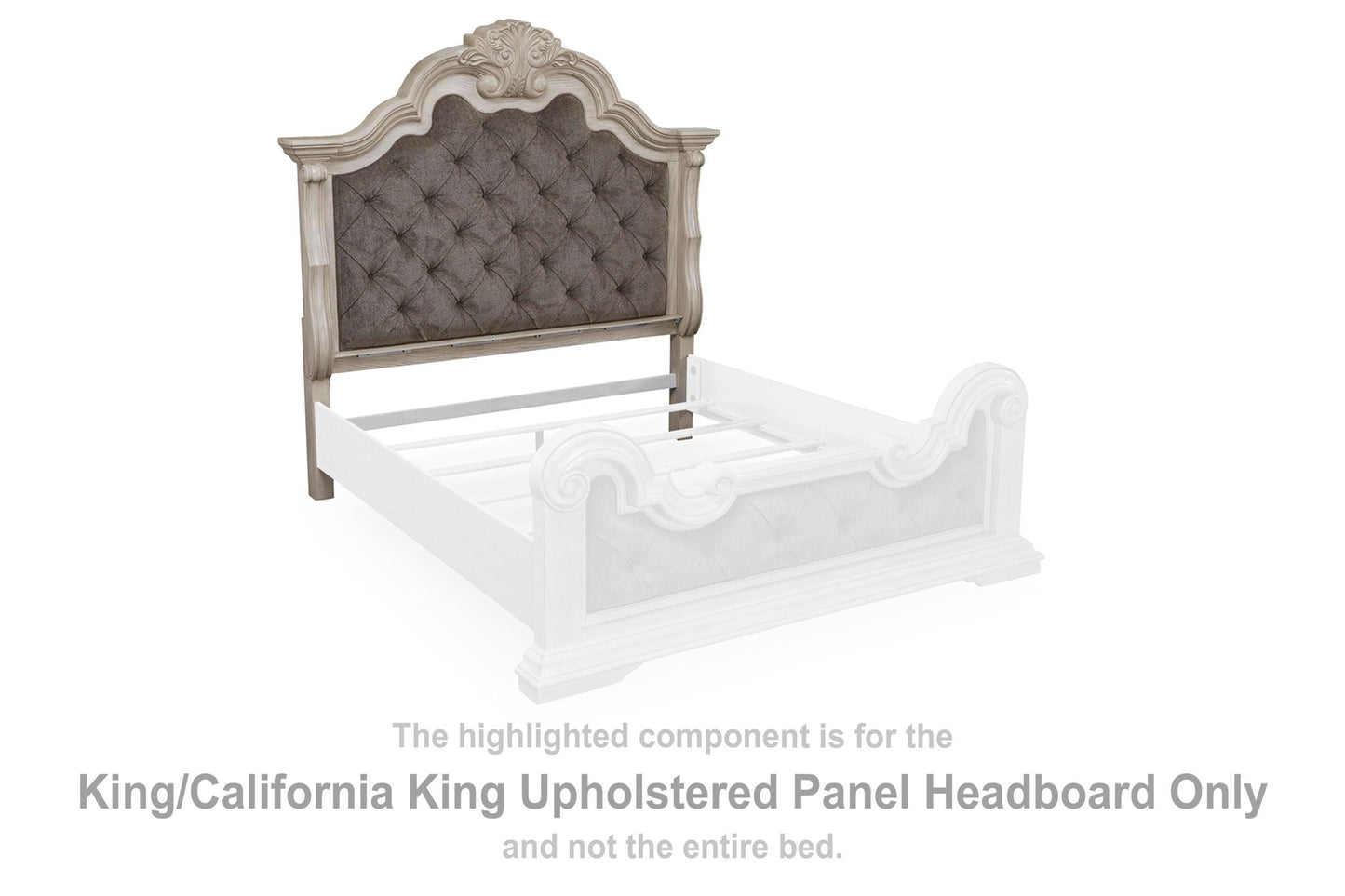 Andonhall - King/California King Upholstered Panel Headboard - Antique White