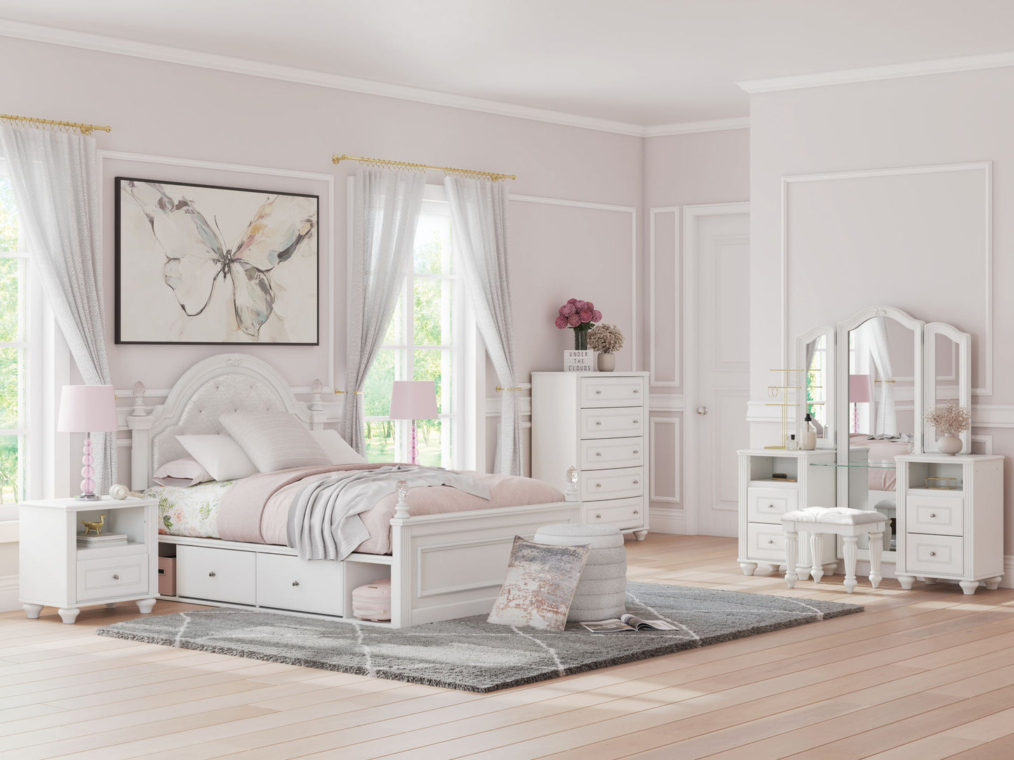 Maylilly - Vanity With Mirror - White