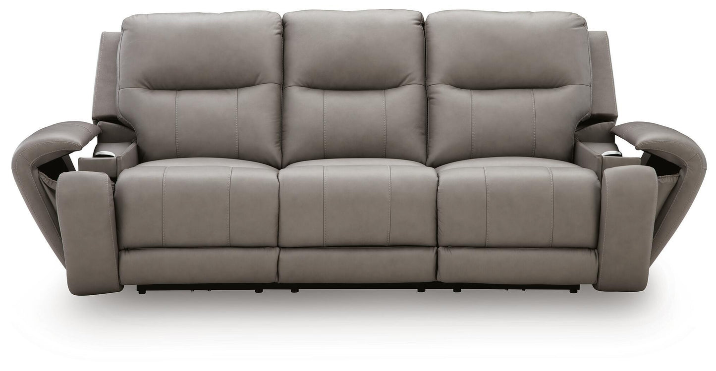 Trendsetter - Power Reclining Sofa With Audio Seating - Ash