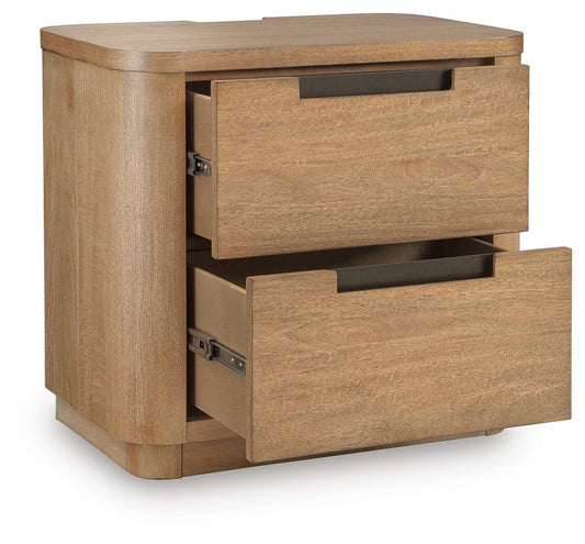 Cladian - Two Drawer Night Stand - Light Brown