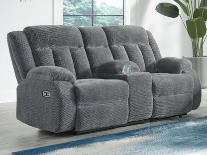 Greely Bend - Double Relcining Power Loveseat With Console
