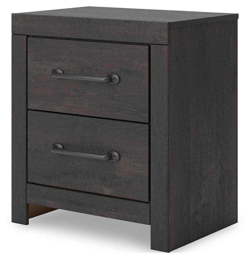 Delmorta - Two Drawer Night Stand - Dark Gray