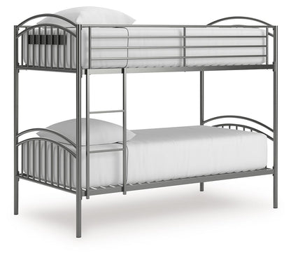 Hilletran - Twin/Twin Bunk Bed With Ladder - Gray
