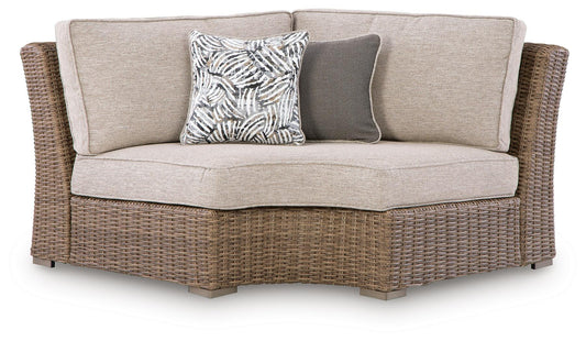 Revare Beach - Curved Corner Chair With Cushion - Beige