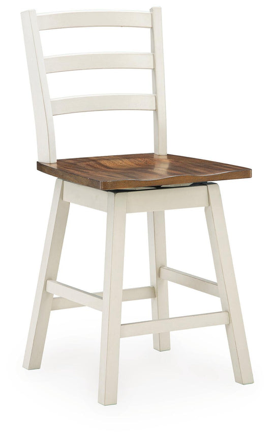 Jendanton - Swivel Stool (Set of 2) - Brown / Antique White