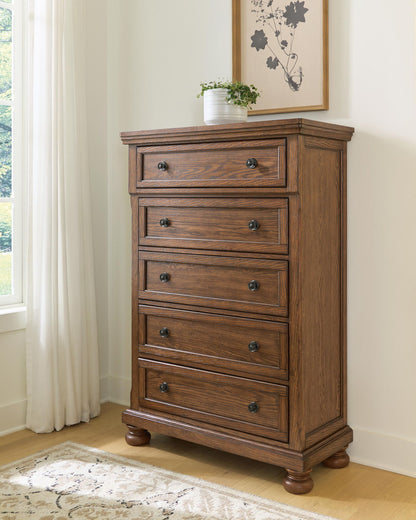 Havenstein - Five Drawer Chest - Warm Brown