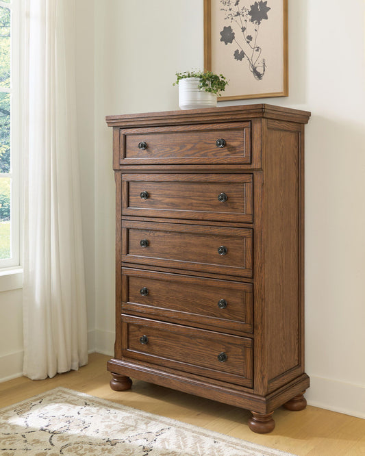 Havenstein - Five Drawer Chest - Warm Brown