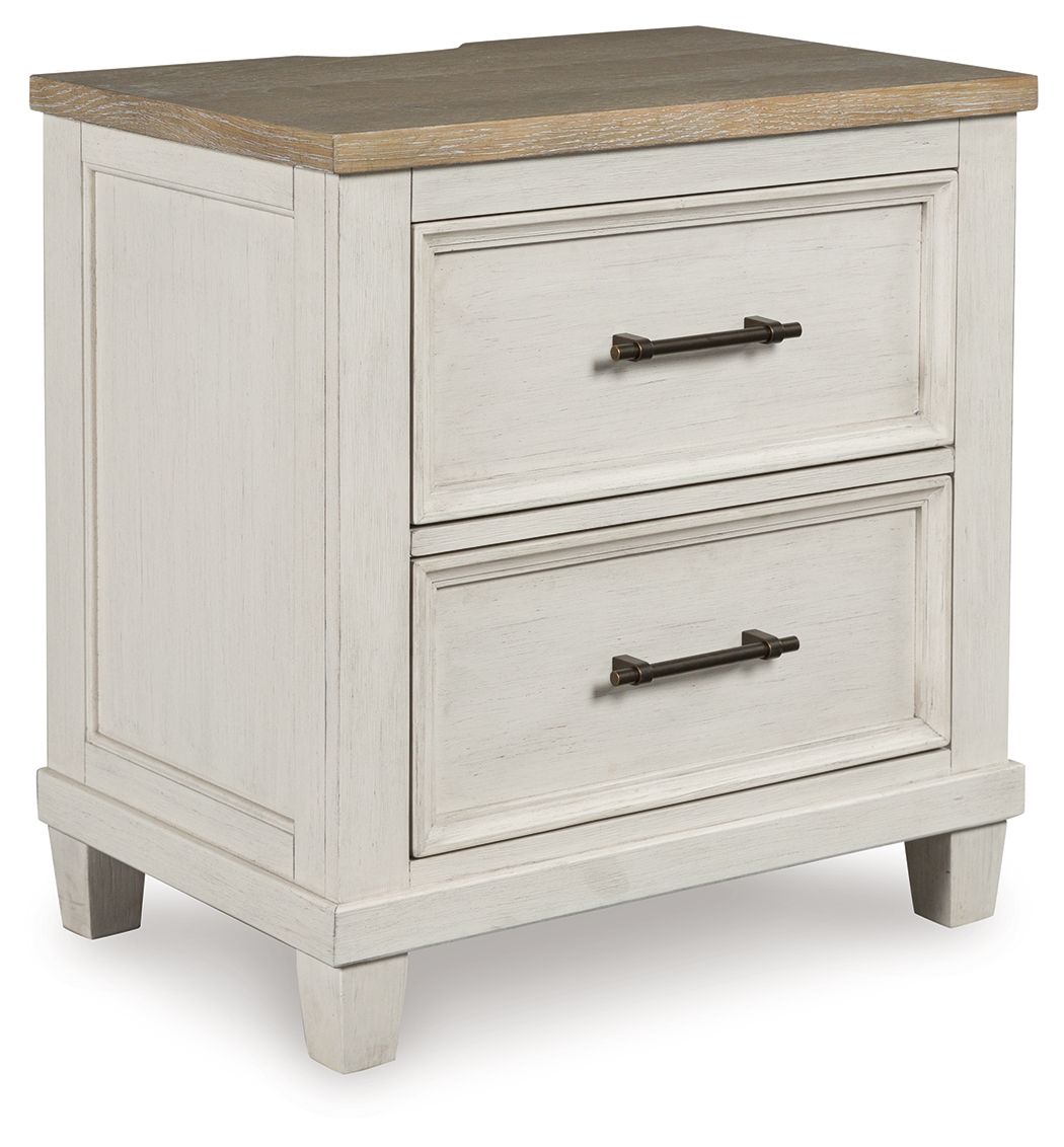 Shaybrock - Two Drawer Night Stand - Antique White / Brown