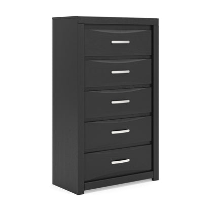 Jeffon - Five Drawer Chest - Black