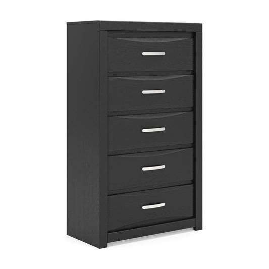 Jeffon - Five Drawer Chest - Black