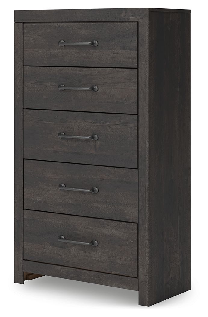 Delmorta - Five Drawer Chest - Dark Gray