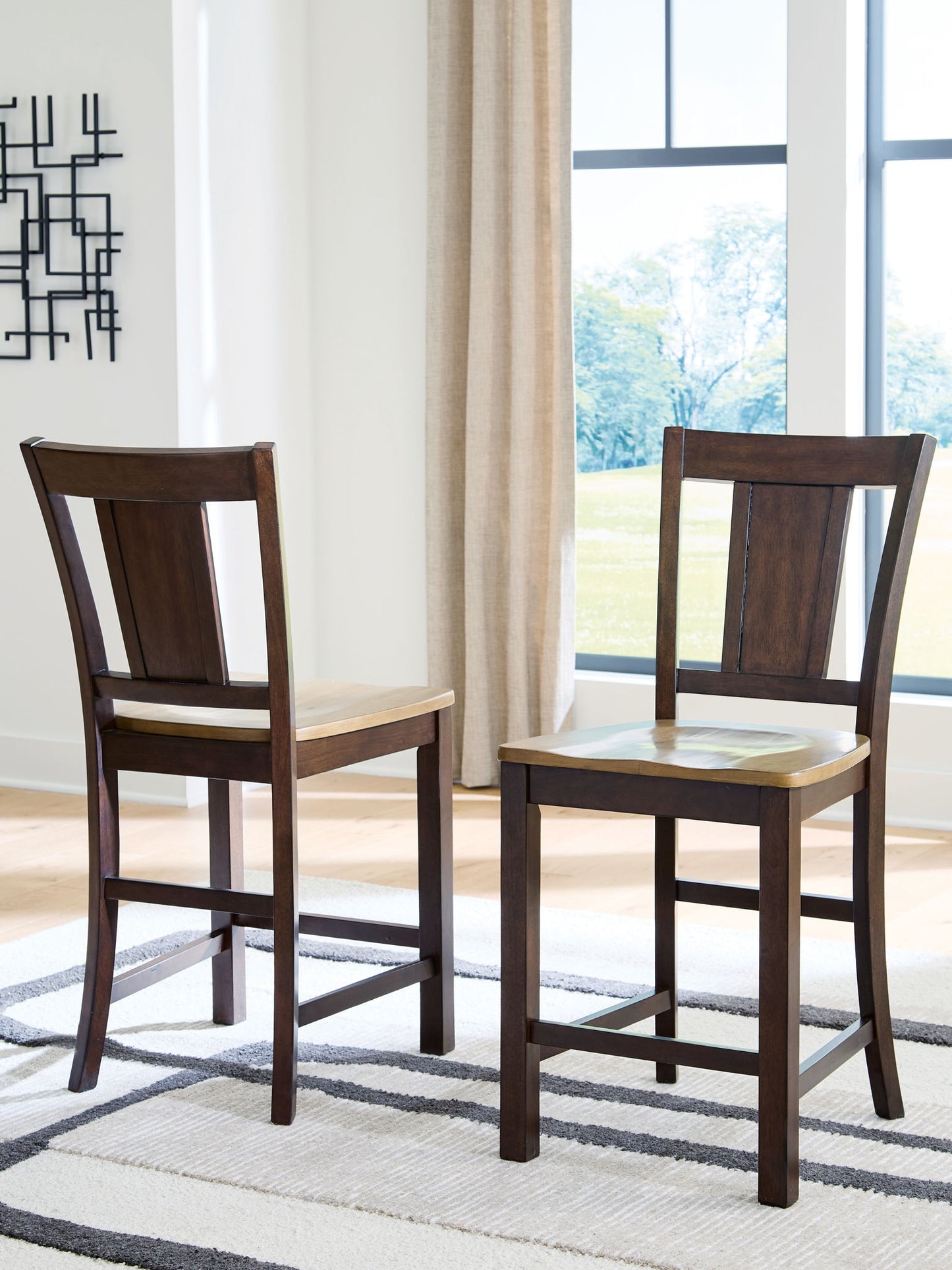 Anixburg - Barstool (Set of 2) - Light Brown / Dark Brown