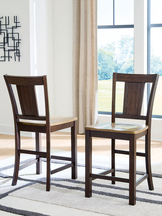 Anixburg - Barstool (Set of 2) - Light Brown / Dark Brown